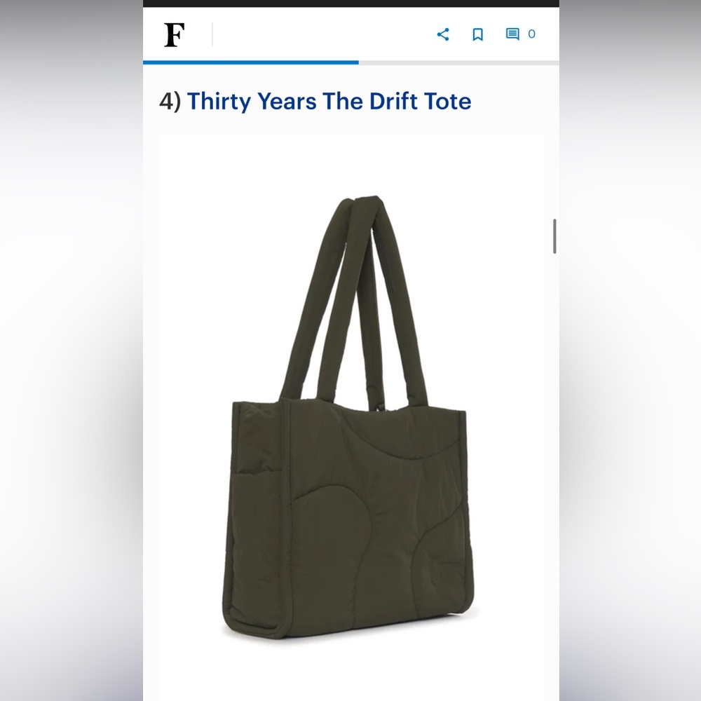 Thirty Years Drift tote moss green